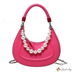 Bird in Bag - Simple candy color fashion hand carry single shoulder crossbody bag female new popular pearl chain armpit small bag Trendy Pink Bag With Pearl Handle, Trendy Pink Shoulder Bag With Pearl Handle, Details Pictures, Street Trends, Word Wrap, Color Fashion, White Space, Bird In Bag, Pearl Chain