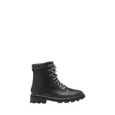 Sorel "Lennox" modern and edgy, weatherproof leather boots. 0.50 in / 15 mm flat heel Boot shaft, approx. 5.7"H Round toe Lace-up vamp Rubber outsole Lining: Cotton/leather/cotton Spot clean Imported Edgy Flat Heel Boots With Lug Sole, Edgy Leather Boots With Vibram Sole, Edgy Leather Boots For Outdoor, Leather High Ankle Boots With Studded Outsoles, Leather Ankle Rain Boots With Lug Sole, Modern Leather Boots With Studded Outsoles, Modern Outdoor Boots With Reinforced Heel, Leather Rain Boots With Rubber Sole For Winter, Weatherproof Leather Ankle Rain Boots