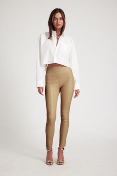 Ankle KHAKI Ankle Leggings, Blouses, Leggings, Leather