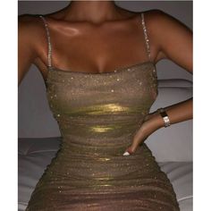 Women Sexy Shiny Glitter Sequin Bodycon Mini Dress, With Rhinestone Shoulder Strap Size Small, Please See Picture For Detail Measurement. Color: Brown/Gold Women's Sexy Glitter Bandage Bodycon Wrap Dress Sleeveless Mini Club Party Dresses Sequin Cami Dress Formal Sequin Mini Dress Kristina Webb, Sparkly Party Dress, Rhinestone Dress, Ruched Bodycon Dress, Glitter Dress, Ținută Casual, Modieuze Outfits, Summer Dress Outfits, Looks Chic