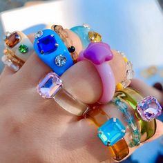 Get 3 acrylic Sophia rings chosen at random! All are one size only. Preppy Ring, Rings Set For Women, Funky Rings, Simple Rings, Aesthetic Rings, Acrylic Ring, Transparent Resin, Chunky Rings, Resin Ring