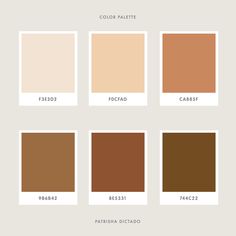 different shades of brown, beige and tan on a white background with the words color palette