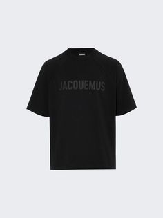 "Find JACQUEMUS Le T-shirt Typo on Editorialist. Raglan logo t-shirt Relaxed fit Partially ribbed crew neck Elbow-length raglan sleeves Logo on the chest Dimensions: Model is 6'1\"/185cm and is wearing a size M Composition: 100% Cotton Care: Care according to label" Logo T Shirt, Tshirt Logo, Raglan Sleeve, Composition, Top Brands, Great Deals, Relaxed Fit, Crew Neck, Luxury Fashion