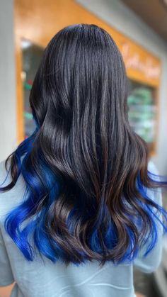 Peek A Boo Hair Color, Peek A Boo Hair, Under Hair Dye, Under Hair Color, Bright Blue Hair, Blue Hair Highlights, Color Tutorial, Natural Hair Removal, Hairstyle Long