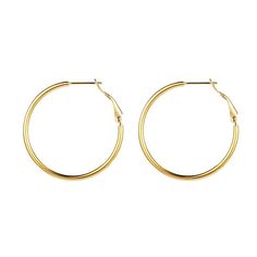 Classic gold hoops. Simple yet bold and stunning. It pairs well with any outfit. Light weight and comfortable and easy on your ears. These hoops are made of stainless steel, so waterproof! The color remains perfect. Gold: 18k gold platingMaterial: Stainless steelWidth: 70mm Waterproof jewelry Hypoallergenic Tarnish Free Glazd Pouch with every order Free US shipping Easy Exchange & Return policy PRODUCT INFOAll our jewelry are made of stainless steel material. For the gold pieces, we added an 18K Buddha Necklace, Silver Jewellery Online, Waterproof Jewelry, Gold Piece, Women's Hair, Affordable Jewelry, Classic Gold, Favorite Rings, Gold Hoops