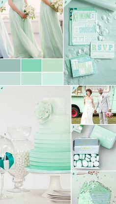 a collage of photos with different colors and designs on them, including wedding cake