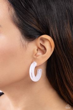 Thick, milky white acrylic frames snugly loop and curl just below the ear for a fashionable finish. Earring attaches to a standard post fitting. Hoop measures approximately 1 1/2" in diameter. Sold as one pair of hoop earrings. White Hoop Earrings, Ear Cuff Jewelry, Coil Bracelet, Mixed Metal Jewelry, Acrylic Frames, Toggle Bracelet, Paparazzi Accessories, Milky White, White Earrings