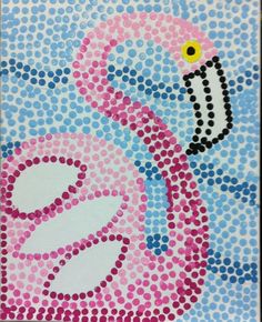 an image of a pink flamingo with dots on it