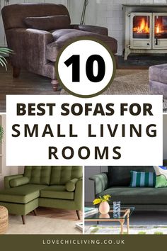 the best sofas for small living rooms with text overlay that reads 10 best sofas for small living rooms