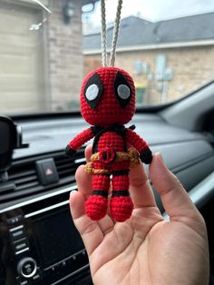 The Deadpool was made with baby yarn, it's very soft and safe  The items are about 9-10cm Its head can rotate 360 degrees 😀 Contact me if you have any questions  Thank you Crochet Deadpool, Deadpool Car, Messi Ronaldo, Messi And Ronaldo, Dead Pool, Car Hanging, Deadpool Wolverine, Baby Yarn, Gift Handmade