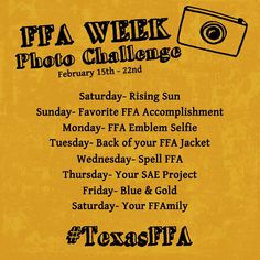 a yellow poster with the words ifa week photo challenge