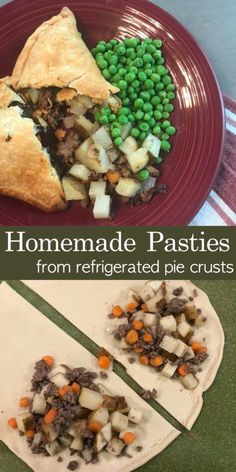 homemade pastries from refrigerated pie crusts with peas and carrots