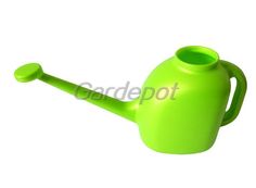 a green watering can on a white background