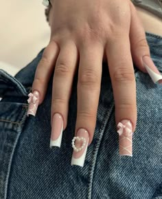 Girly Acrylic, Diy Acrylic Nails, French Acrylic Nails, Classy Acrylic Nails, Long Square Acrylic Nails, Bling Acrylic Nails