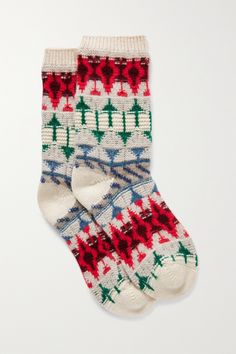 Whether you're looking for a last-minute gift or want to get in the festive spirit, Loro Piana's 'Calza Noel' socks are perfect for both. Made from ultra soft and cozy cashmere, they're jacquard-knitted with a colorful motif that evokes such seasonal joy. Motif Fair Isle, Bobby Socks, Woman Accessories, Cashmere Socks, Fair Isle Pattern, Womens Cashmere, Wool Turtleneck, Long Socks, Jacquard Knit