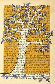 an image of a tree with purple leaves on it's branches and the words written in