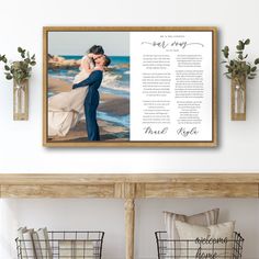 a couple kissing on the beach in front of their wedding ceremony program printable poster