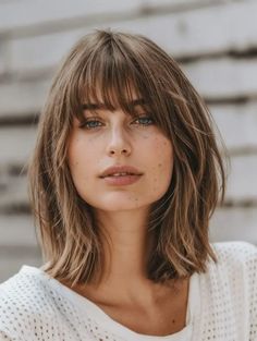 32 Medium-Length Haircuts with Bangs for Every Face Shape French Fringe Bangs Round Face, Mid Length Hair With Bangs Round Face, Square Face Bangs, Fringe Round Face, Mid Length Hair With Bangs, Bangs Round Face, Medium Length Blonde, Medium Length Curly Hair, Haircuts For Medium Length Hair