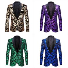 Men Sequin Tuxedo Jacket Suit Blazer Coat Showman Garment Fancy Party Dress Blue Item description Brand Unbranded Department Men Outer Shell Material Polyester Size Type Regular Style Overcoat Type Jacket Chest Size 44 in Country/Region of Manufacture China Garment Care Dry Clean Only MPN Does not apply Season Spring Accents Button Closure Button Features Pockets Occasion Casual Pattern Floral Theme Classic   Shipment Payment Return & Warranty Service & Feedbacks Shipment 1.We Ship to Worldwide. Long Sleeve Suits For Spring Party, Spring Party Suit With Long Sleeves, Long Sleeve Party Suit For Spring, Holiday Party Elegant Blazer, Elegant Holiday Party Blazer, Festive Party Blazer With Suit Collar, Festive Blazer With Suit Collar For Party, Long Sleeve Suits For Winter Party, Fall Party Outerwear With Suit Collar