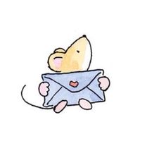 a drawing of a mouse holding an envelope