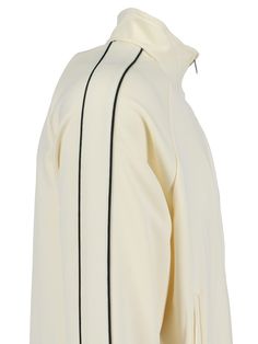 AWAKE NY 'Star A' jacket in cream fabric with contrast details, high neck, zip closure, two front pockets, logo embroidery on the front, ribbed trims, straight hem. Composition: 100% Polyester White Half-zip Outerwear With Zipper Closure, White Half-zip Outerwear With Ribbed Cuffs, Cream Outerwear With Ribbed Cuffs For Work, Classic White Outerwear With Contrast Trim, Supreme Brand, Awake Ny, John Lobb, Officine Creative, Burberry Hat