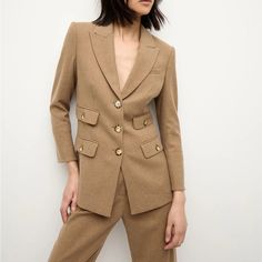 A Fashion-Forward Take On The Elongated Jacket. The Nalani Is Defined By Two Pairs Of Flap Pockets By The Waist, Which Provide Graphic Intrigue To An Otherwise Clean, Minimal Silhouette. Pair With The Coordinating Pant For A Chic Matching-Set Moment. 34% Polyester, 33% Viscose, 32% Wool, 1% Elastane Linings: 100% Polyester And 96% Polyester, 4% Elastane Russet Color, Veronica Beard, Flap Pocket, Matching Sets, Blazer Suit, Heathers, Fashion Forward, Suit Jacket, Jackets & Coats