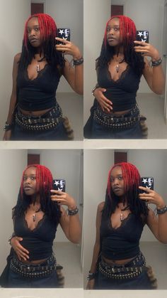 Peekaboo On Natural Hair, Skunk Patch On Locs, Locs Hairstyles Colored, Alternative Loc Styles, Dyed Roots On Locs, Colorful Hair Black Women, Alt Locs, Dyed Dreads Black Women