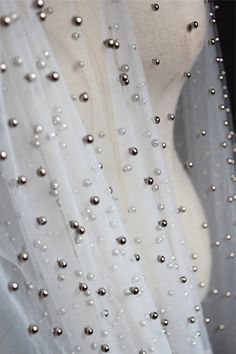 "Ivory Lace Tulle Silver Steel Beaded Fabric Bridal Veil Lace Fabric Bridal Wedding Dress Skirt Fabric Width 59\" 1 yard S0775 ♥This listing is for 1 yard . ♥Width: 150cm, in inch:59\" ♥Wholesale acceptable! ♥If you want more, please feel free to send me a message. I will be glad to make custom listing for you! ♥Happy shopping here" White Embellished Organza Dupatta, White Beaded Tulle Fabric For Wedding, White Pearl Embroidered Dupatta For Party, White Dupatta With Pearl Embroidery For Party, White Embellished Tulle Fabric For Wedding, Wedding Dress Skirt, Headband Fabric, Beaded Fabric, Veil Lace