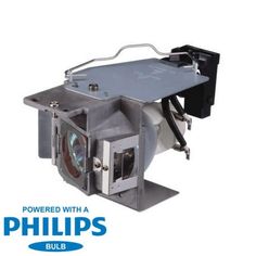 an image of a projector lamp with the words, powered with a phillips bulb