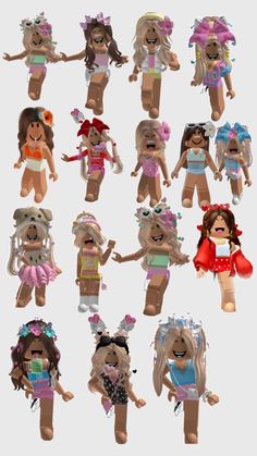 many different types of dolls are shown in this image