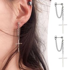 Material : Acrylic Metals Type : Tin Alloy Item Type : EARRINGS Earring Type : drop earrings Fine or Fashion : fashion Product Description:1. Product Name:Cross Earrings2. Product size: about 5cm (1.97in)3. Product style: as shown in the picture4. Product color: as shown in the picture5. Product material: alloyProduct features:1. Add a touch of elegance and style to your look with these cross pendant chain earrings.2. These earrings feature a delicate and intricate design, with a cross-shaped pe Dark Series, Dark Street, Earrings Chain, Costume Jewelry Earrings, Cross Chain, Dainty Chain, Cross Earrings, Body Chain Jewelry, Chain Earrings