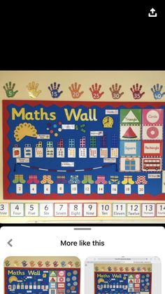 the math wall is on display with hands and numbers