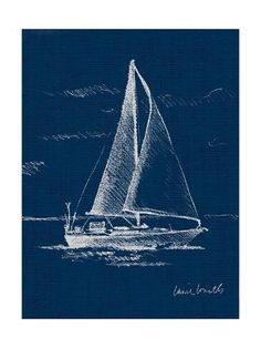 a drawing of a sailboat in the ocean