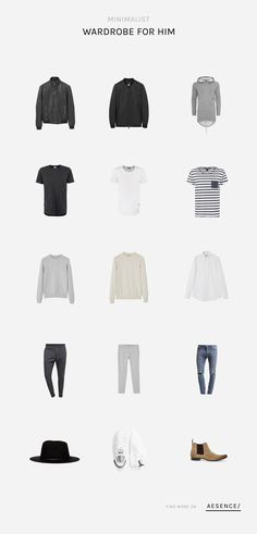 Absolut im Trend - Die Minimalist Wardrobe - Verschiedene Kombinationen mit nur 15 Teilen für Männer Minimalist Wardrobe Men, Capsule Wardrobe Men, Organiser Son Dressing, Men's Capsule Wardrobe, Mens Wardrobe Essentials, Minimalist Clothes, Minimalist Fashion Men, Minimal Wardrobe, Minimalist Men