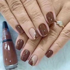 Square Gel Nails, Beige Nails Design, Elegant Touch Nails, Brown Nail, Minimal Nails Art, Art Deco Nails, Fancy Nails Designs, Nails Now