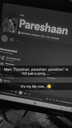 a computer screen with the words pareshan on it