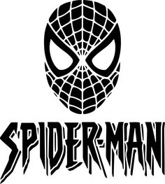 the logo for spider - man is shown in black and white, with an image of a