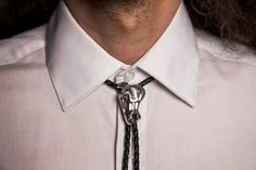 Genuine black leather braided tie with sliding adjustable bolo. Available in Sterling silver, white bronze, bronze and copper with matching bolo tips. Bolo Tie, Horse Head, Braids, Black Leather, Copper, Horses, Sterling Silver, Silver, Leather