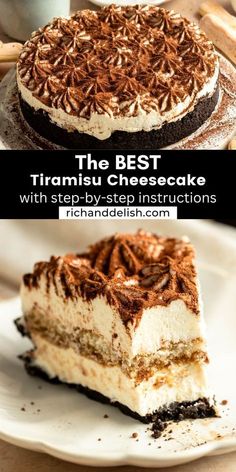 the best tirami cheesecake with chocolate shavings on top is shown