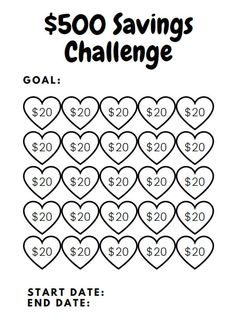 the $ 50 savings challenge for valentine's day is on display in this black and white