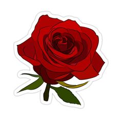 a red rose sticker on a white background