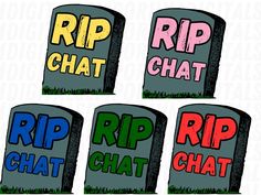 four tombstones with rip chat and rip chat on them