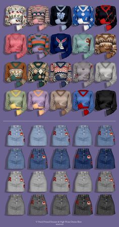 the different types of skirts are shown in this image, and there is no image to describe