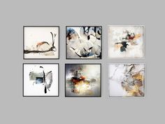 six abstract paintings hang on the wall