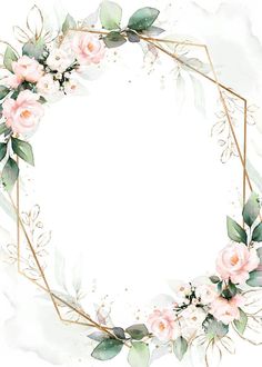 a watercolor wreath with pink flowers and green leaves