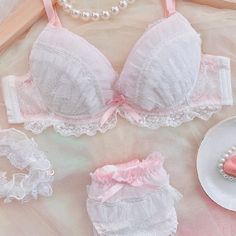 Sweet Girly Kawaii Princess Lolita Lingerie Set Shabby Chic Style Kawaii Bra, Kawaii Swimsuit, Kawaii Princess, Deer Doll, Japanese Harajuku, Sassy Girl, Lace Decor, Aesthetic Clothing, Kawaii Aesthetic