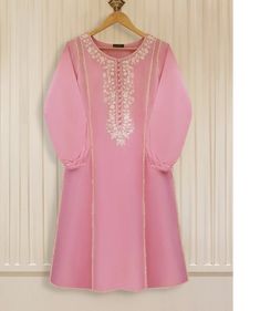 "Two piece pure lawn   shirt length: \"44\"" Long Sleeve Pink Top For Eid, Pink Long Sleeve Tops For Eid, Spring Fitted Lawn Suit With Dabka Details, Fitted Long Sleeve Tops With Dabka Work, Fitted Casual Lawn Suit For Spring, Casual Fitted Lawn Suit For Spring, Fitted Pink Lawn Suit With Long Sleeves, Spring Long Sleeve Kurta With Dabka Work, Spring Long Sleeve Lawn Suit With Dabka