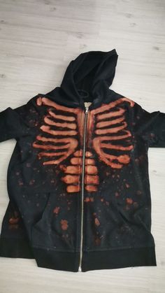 Skeleton Bleach Hoodie, Bleached Skeleton Hoodie, Bleached Jacket, Soft Grunge Outfit, Bleached Hoodie, Skeleton Clothes, Bleaching Clothes, Jeans Drawing