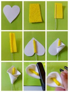 how to make paper flowers with yellow and white felt - step by step instructions on how to make them