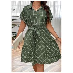 Fun Green Muted Sage White Check Relaxed Dress Ptp 40” New Casual Spring Dress With Grid Pattern, Casual Grid Pattern Dress For Spring, Muted Sage, Halter Top And Skirt, Relaxed Dress, Fur Skirt, Black Tracksuit, Dresses Shein, Cut Out Leggings